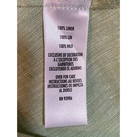 Petite Sophisticate Light Green 100% Linen Blouse with Beading Detail Size 14 - Picture 9 of 10